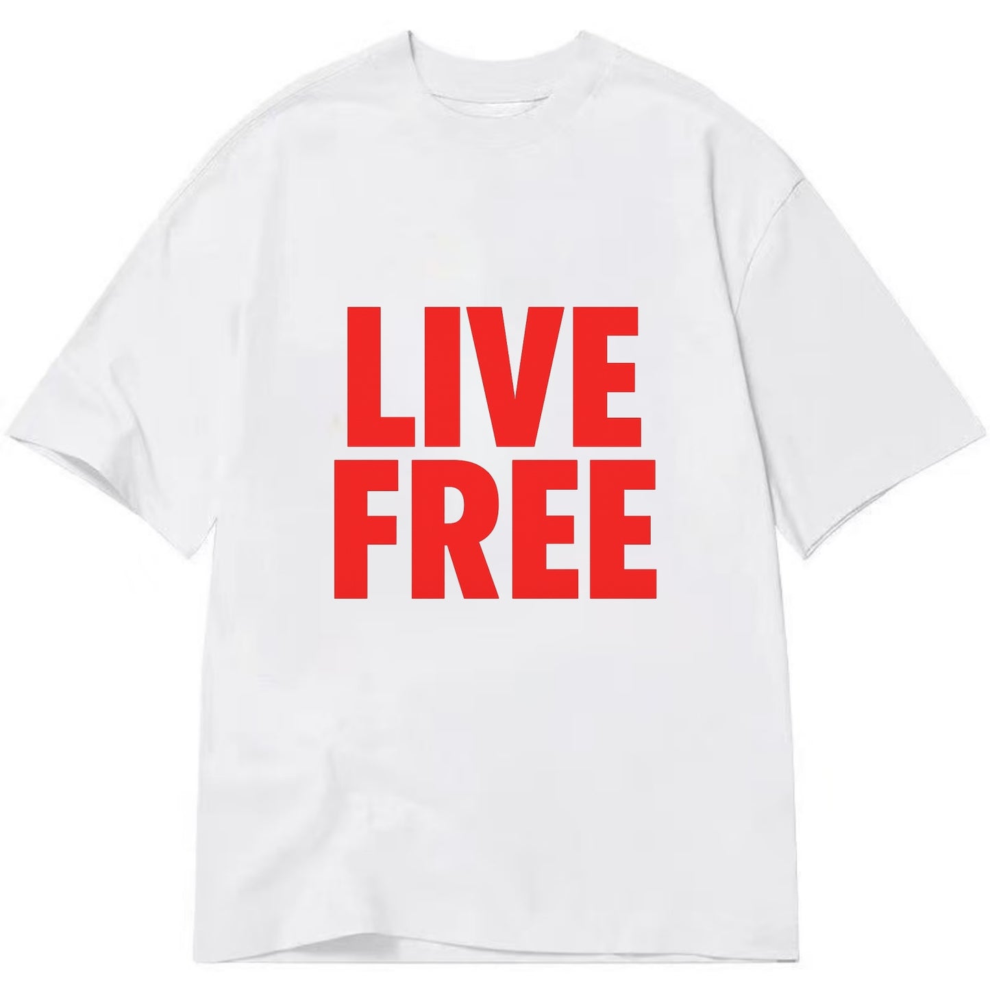 Bold typography design - "LIVE FREE" - unrestricted living - Classic T-shirt - White