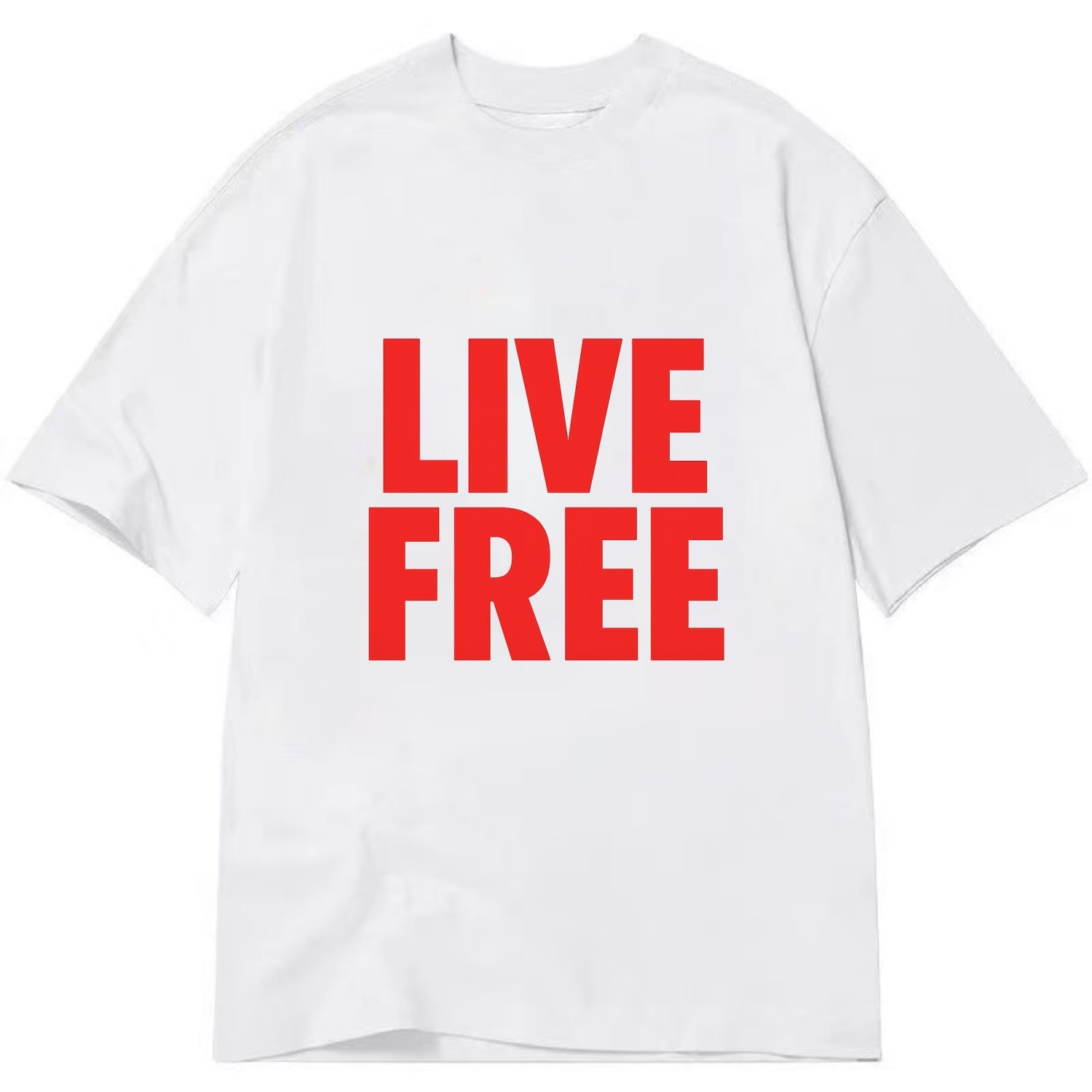 Bold typography design - "LIVE FREE" - unrestricted living - Classic T-shirt - White
