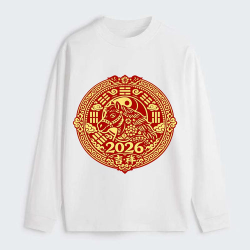 LUCKY HORSE MEDALLION | Circular medallion with horse profile | - Classic Long Sleeve Shirt