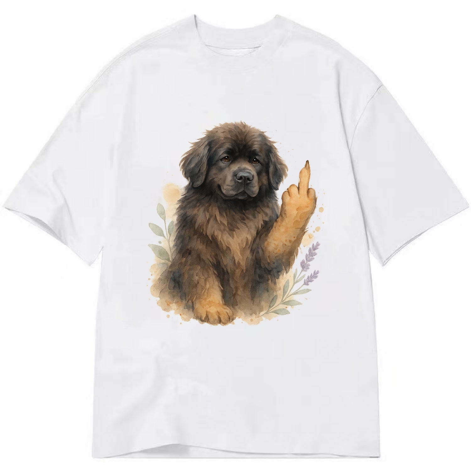 Newfoundland fluffy bear-like with webbed paws, massive gentle paw up - Classic T-shirt - White