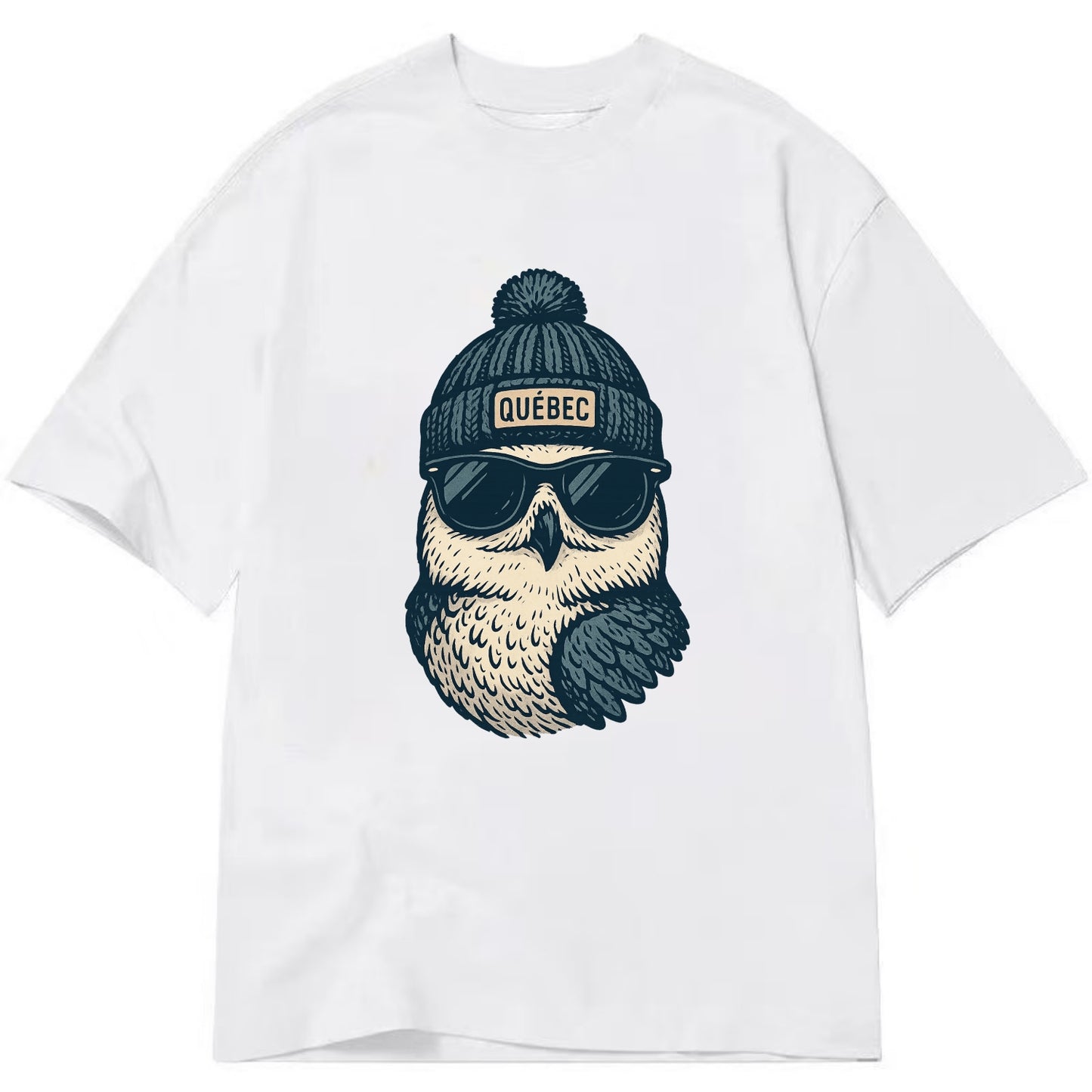 Quebec City Snowy Owl wearing Quebec bea - Classic T-shirt - White