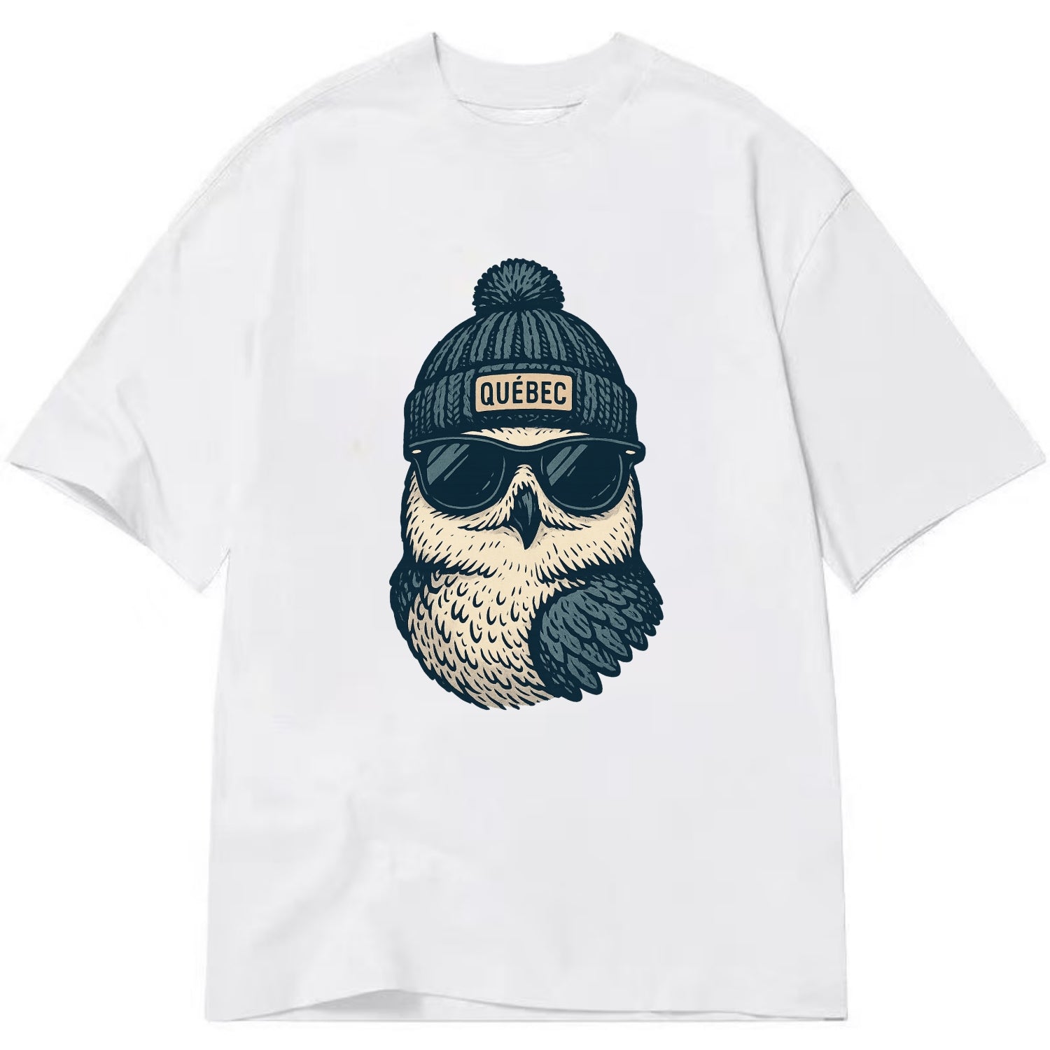 Quebec City Snowy Owl wearing Quebec bea - Classic T-shirt - White
