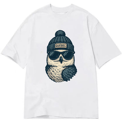 Quebec City Snowy Owl wearing Quebec bea - Classic T-shirt - White