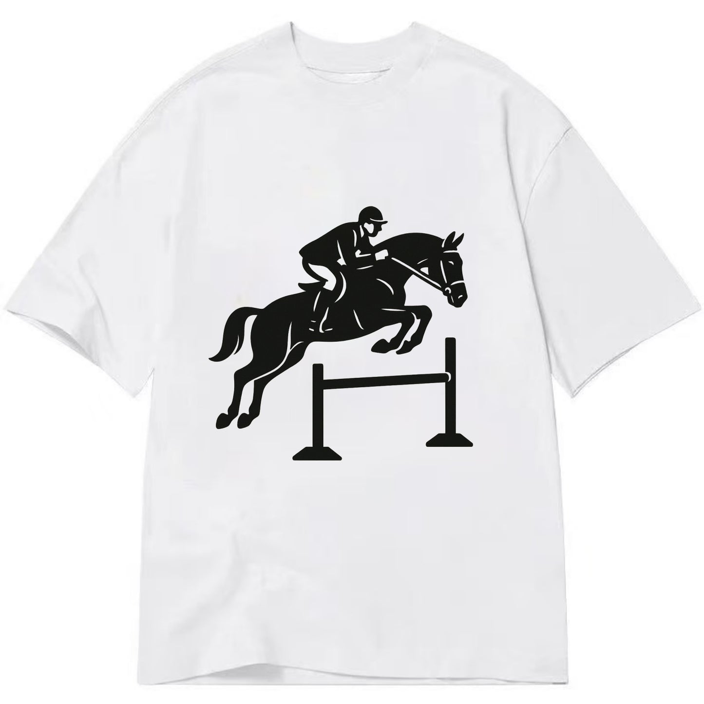 Equestrian jumping over obstacle - Classic T-shirt - White