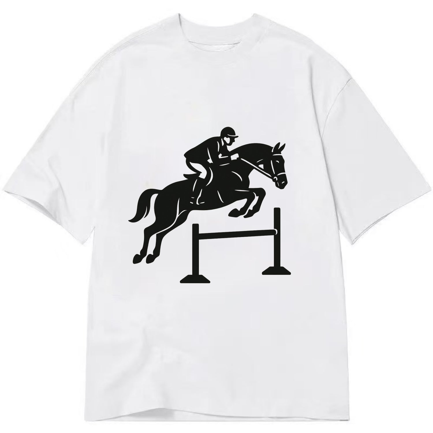 Equestrian jumping over obstacle - Classic T-shirt - White