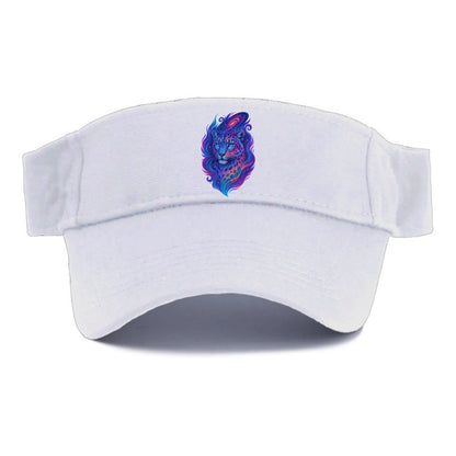 Majestic snow leopard with rainbow gradient spots, crystalline flowing patterns, iridescent - Visor - White