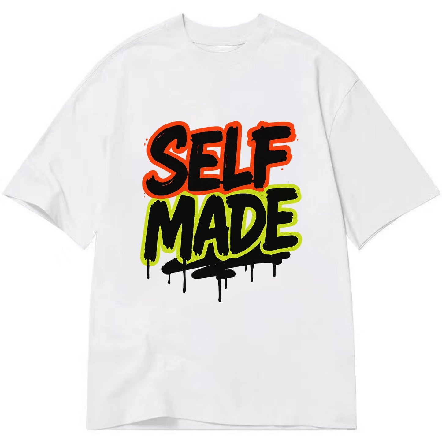Bold typography design - "SELF MADE" - built from nothing, earned success - Classic T-shirt - White