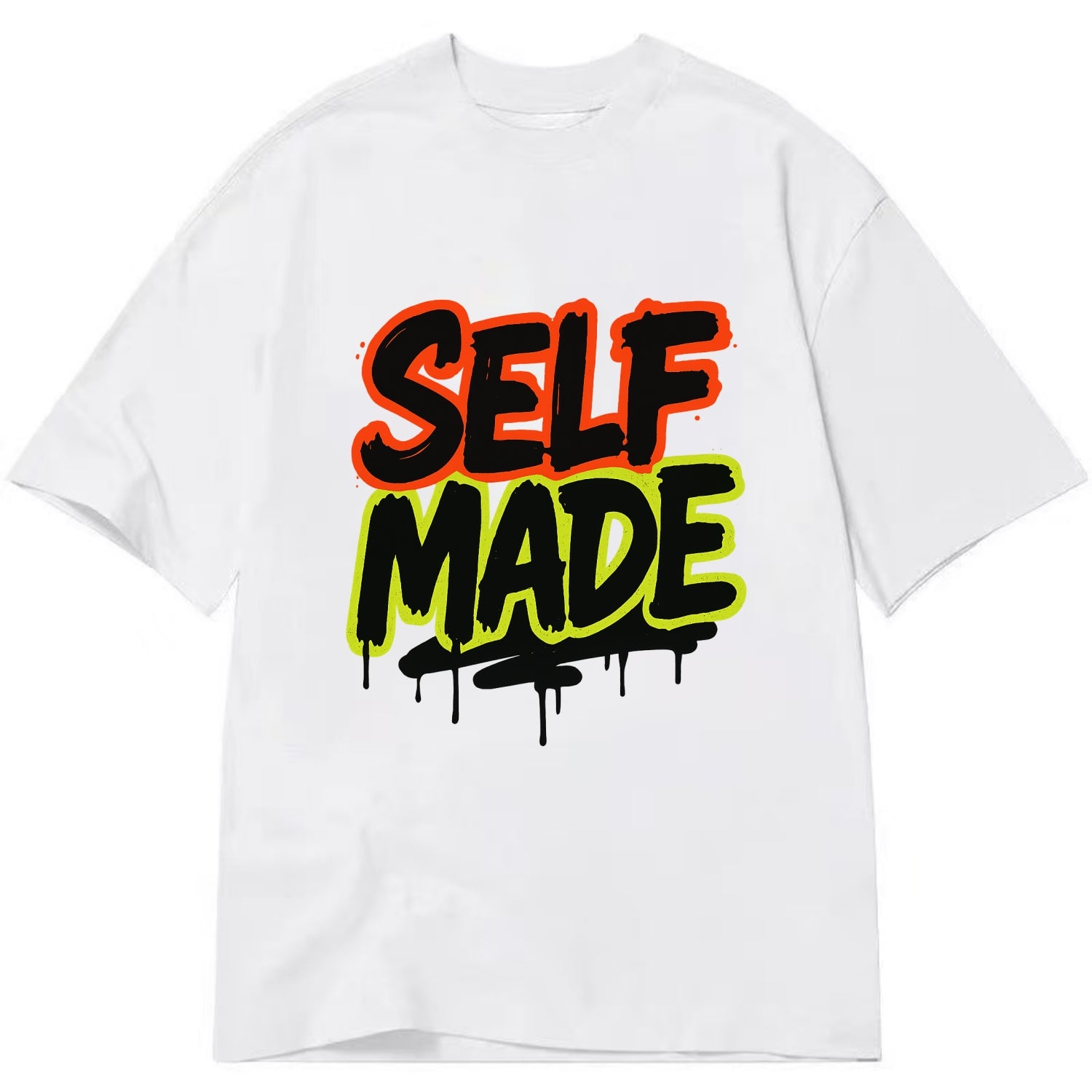 Bold typography design - "SELF MADE" - built from nothing, earned success - Classic T-shirt - White