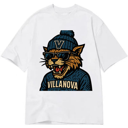 Villanova Wildcat wearing Villanova beanie with V patch - Classic T-shirt - White