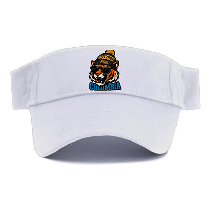 Columbia Tiger wearing Missouri beanie with Mizzou patch - Visor - White