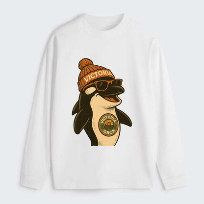 Victoria Orca wearing Victoria beanie wi - Classic Long Sleeve Shirt - White