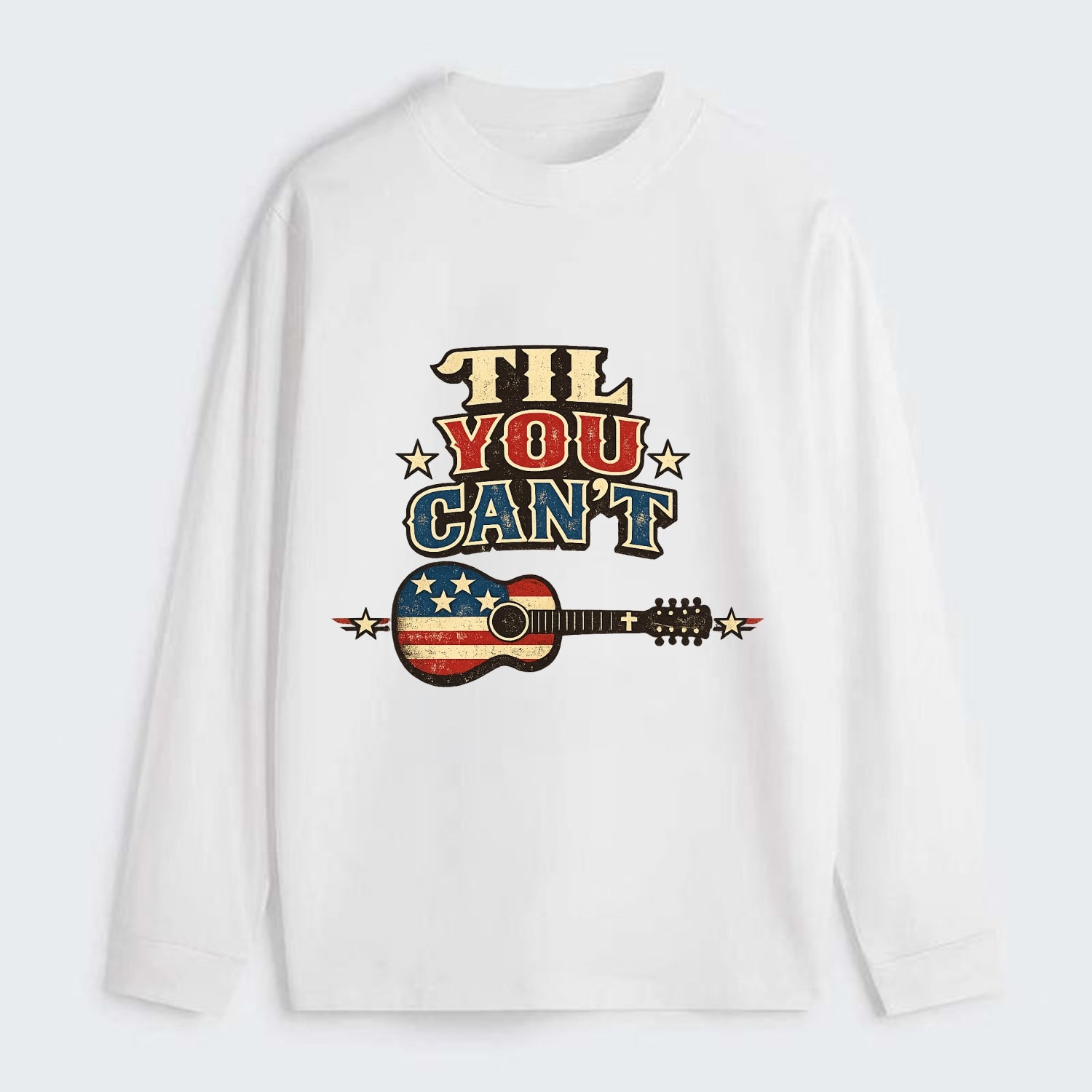 Til You Cant - Flag Guitar - Classic Long Sleeve Shirt - White