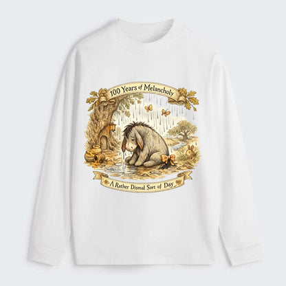 GLOOMY GLEN | Droopy figure in rain | Tattered tail bow | Pessimistic - Classic Long Sleeve Shirt - White