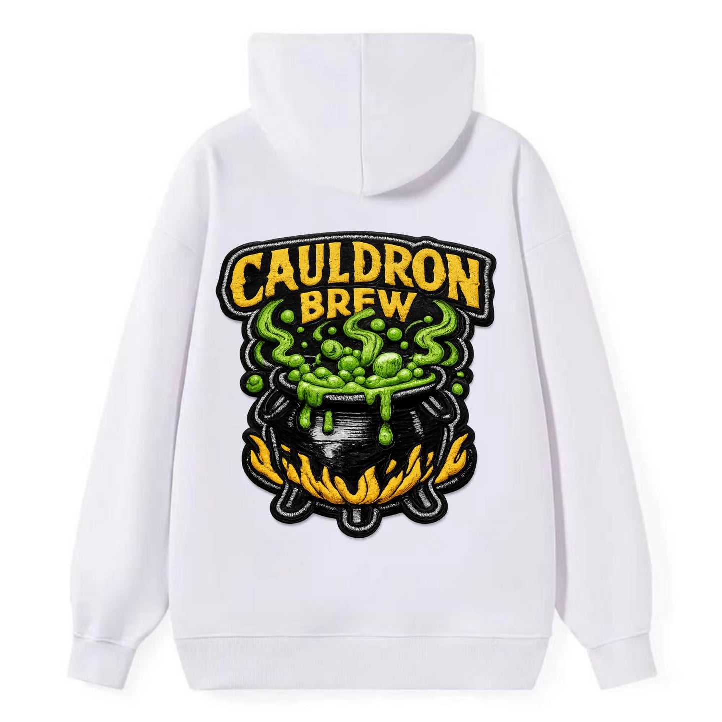 CAULDRON BREW - bubbling pot in black and green , witch craft - Classic Pullover Hoodie - White
