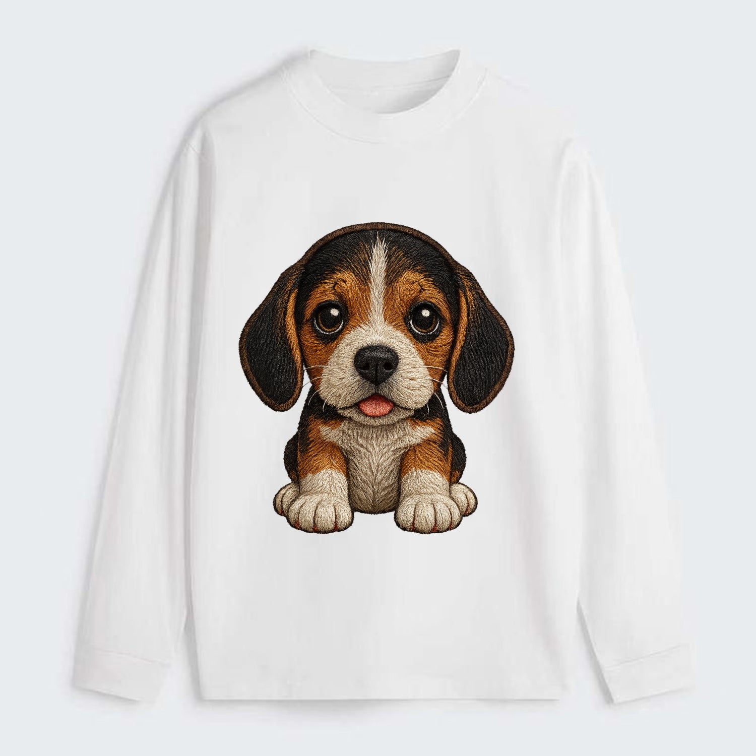 Baby Beagle Puppy - tricolor coat, long droopy ears, big pleading eyes, - Classic Long Sleeve Shirt - White