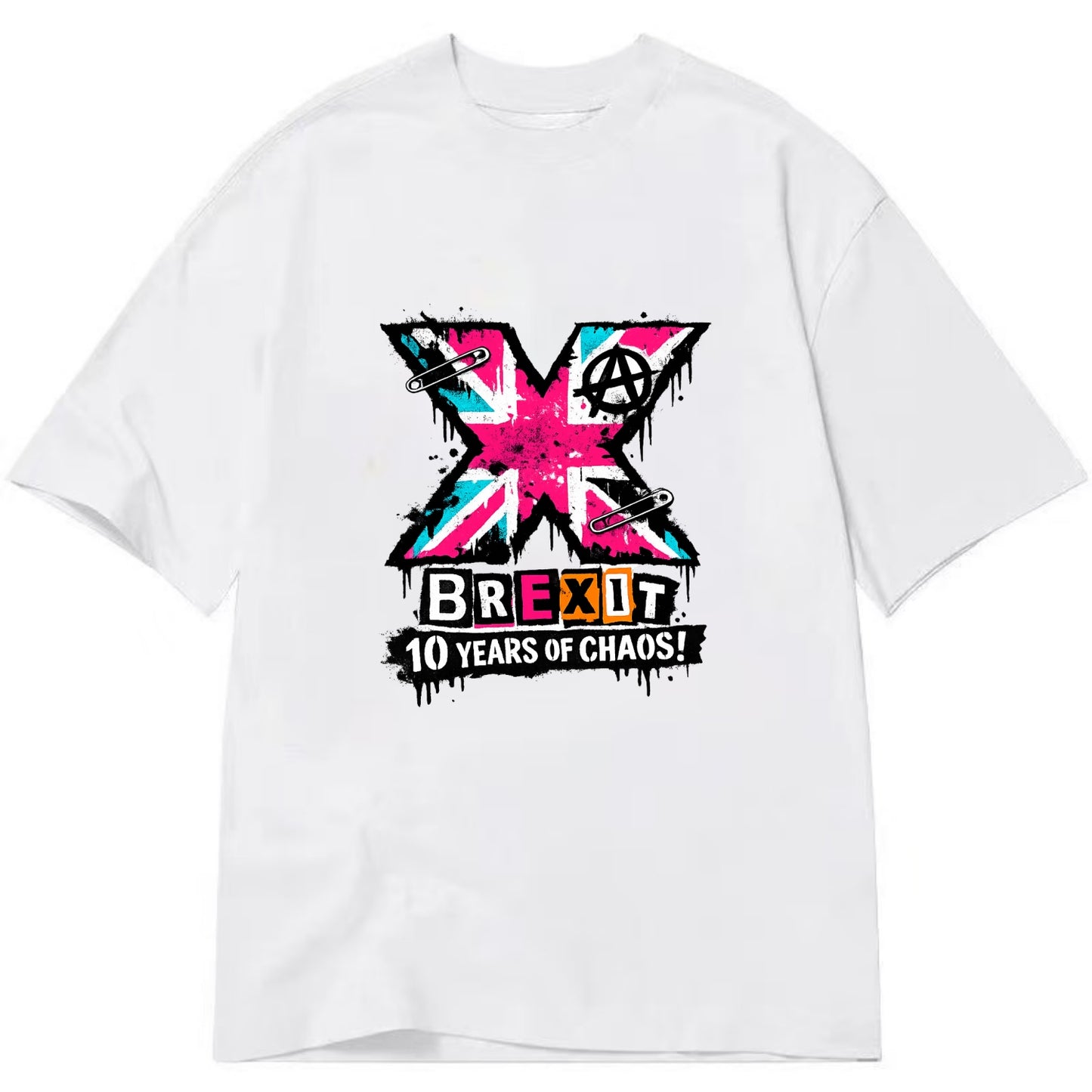 X YEARS | Roman numeral X massive | Union Jack fill pattern | Bold statement - Classic T-shirt - White