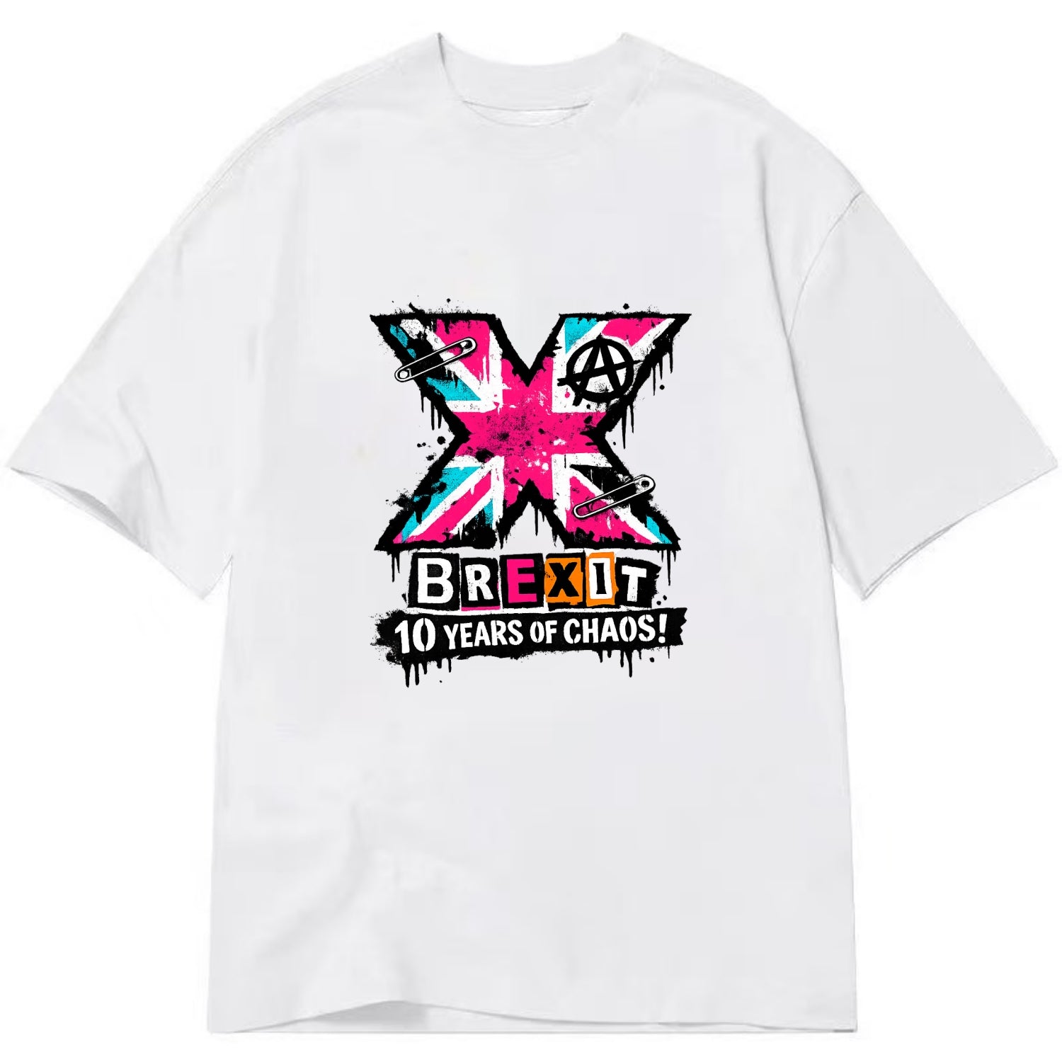 X YEARS | Roman numeral X massive | Union Jack fill pattern | Bold statement - Classic T-shirt - White