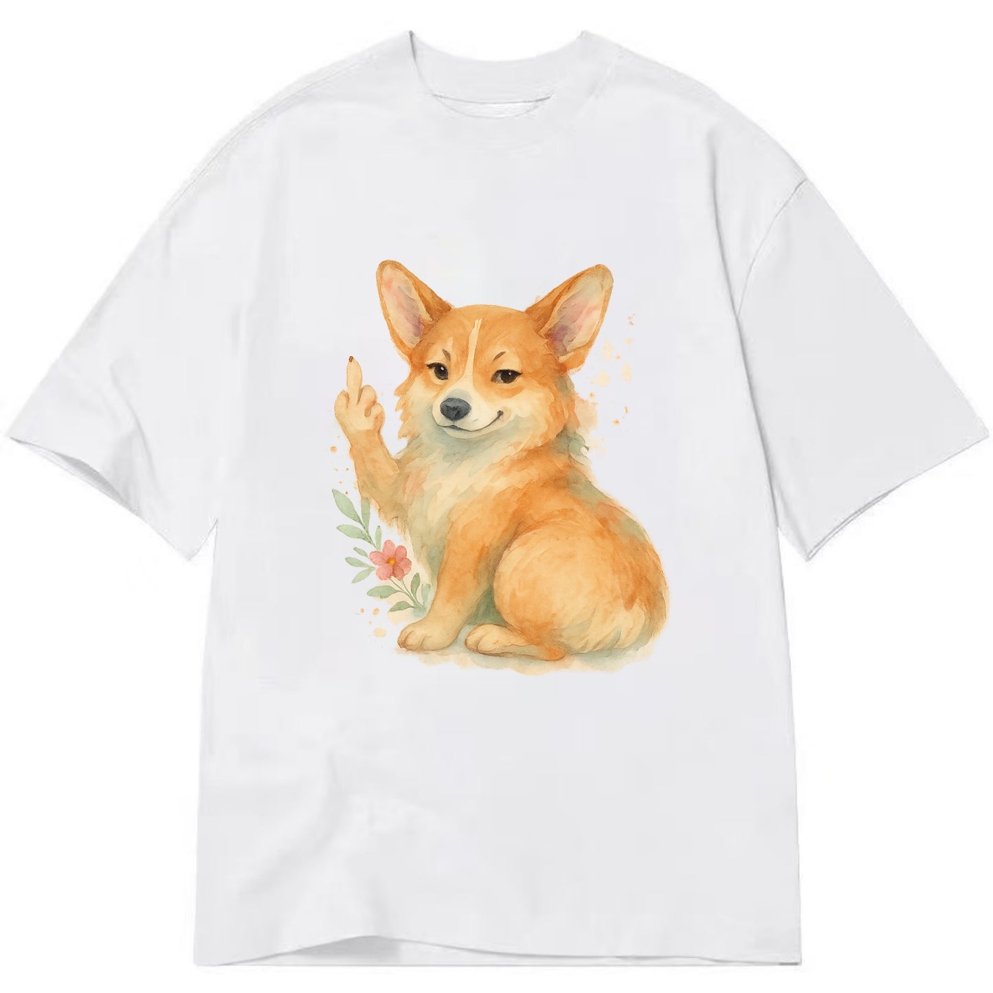 Corgi short legs and fluffy butt, one stubby paw up with sass - Classic T-shirt - White