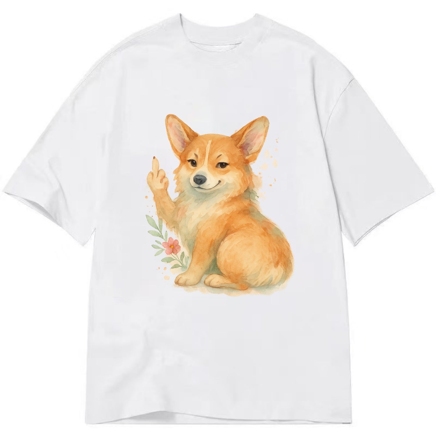 Corgi short legs and fluffy butt, one stubby paw up with sass - Classic T-shirt - White