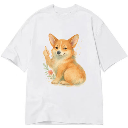 Corgi short legs and fluffy butt, one stubby paw up with sass - Classic T-shirt - White