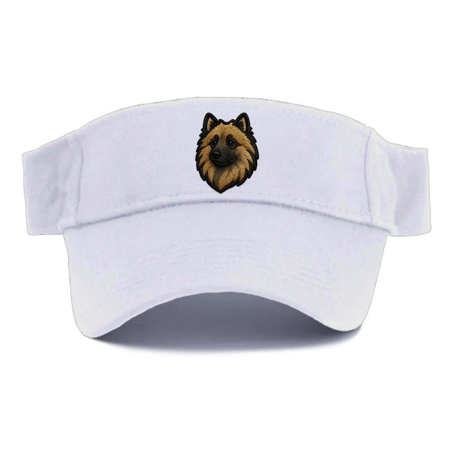 Keeshond - Contemporary spitz logo with - Visor - White