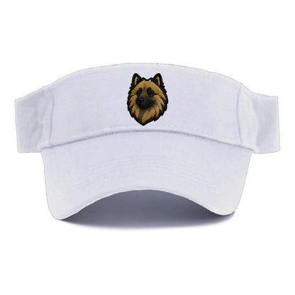 Keeshond - Contemporary spitz logo with - Visor - White
