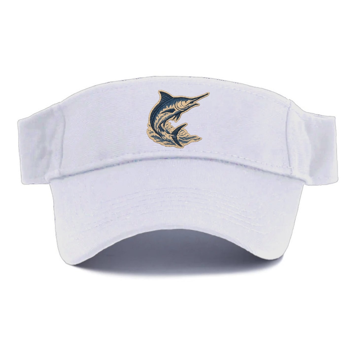 SWORDFISH MARLIN - leaping marlin in blue and silver , sport fishing - Visor - White