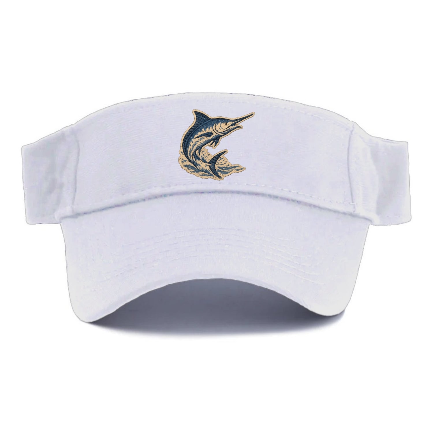 SWORDFISH MARLIN - leaping marlin in blue and silver , sport fishing - Visor - White