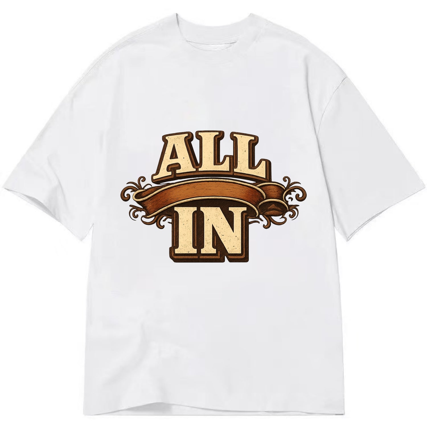 Bold typography design - "ALL IN" - complete commitment, no holding back - Classic T-shirt - White