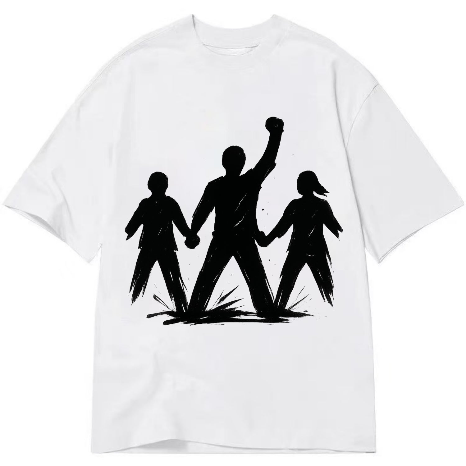 Human chain formation - unity and protection ink brushwork - Classic T-shirt - White