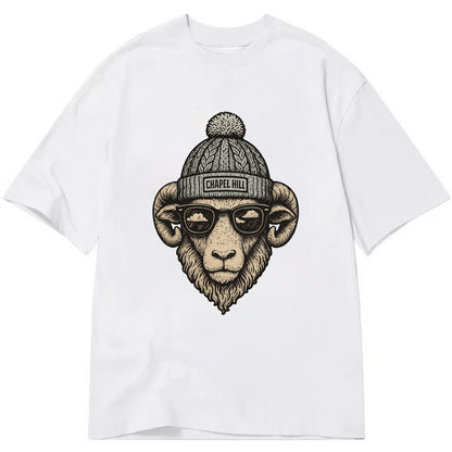 Chapel Hill Tar Heel Ram wearing UNC bea - Classic T-shirt - White