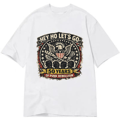 RAMONES LEGACY | Hey Ho Let's Go typography | Presidential seal parody | Four - Classic T-shirt - White