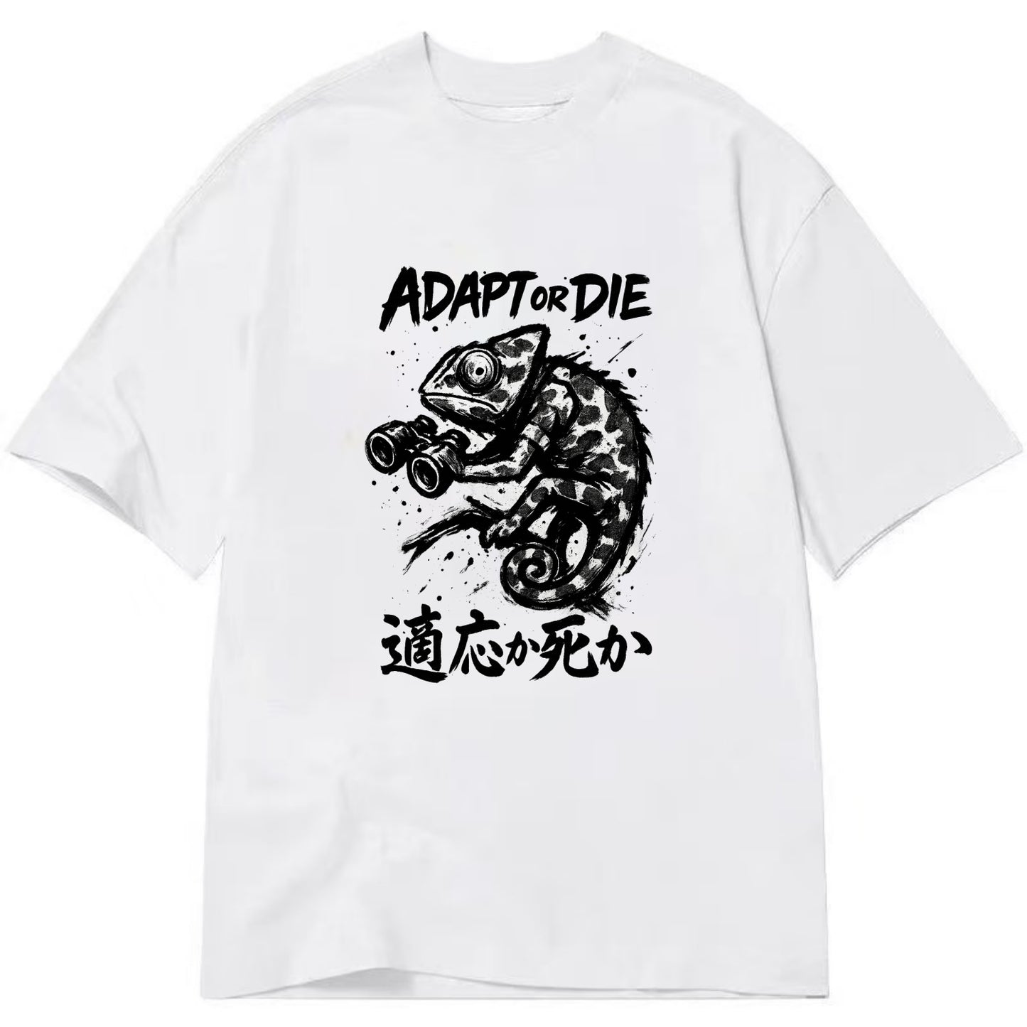 Adapt or Die - Chameleon in military cam Classic T-shirt - White