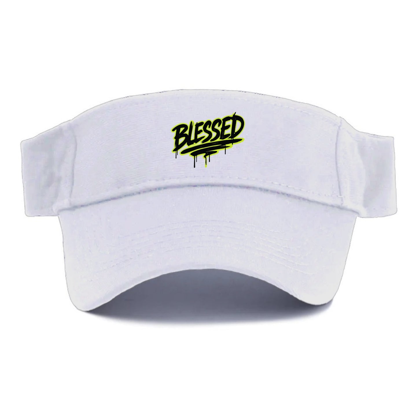 Bold typography design - "BLESSED" - recognizing good fortune, abundance - Visor - White