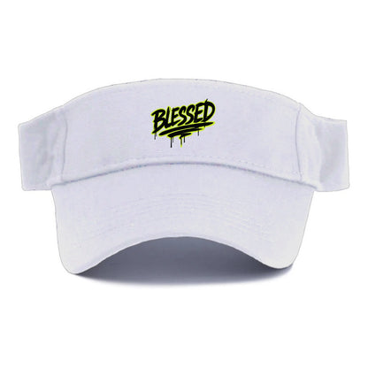 Bold typography design - "BLESSED" - recognizing good fortune, abundance - Visor - White