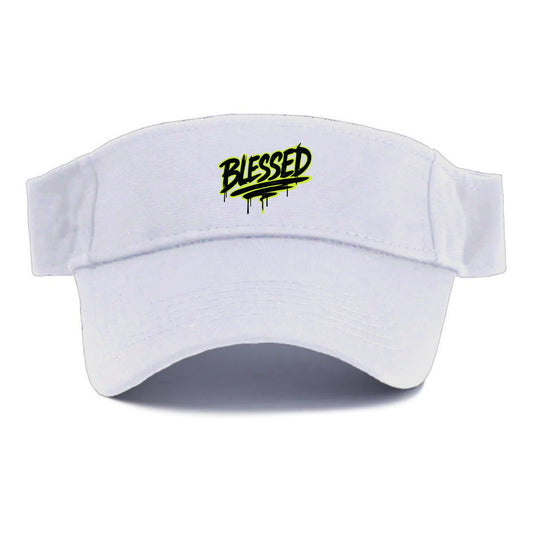 Bold typography design - "BLESSED" - recognizing good fortune, abundance - Visor - White