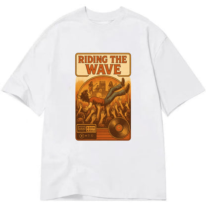 Crowd surfing at packed concert - "Riding the Wave" - concert energy - Classic T-shirt - White