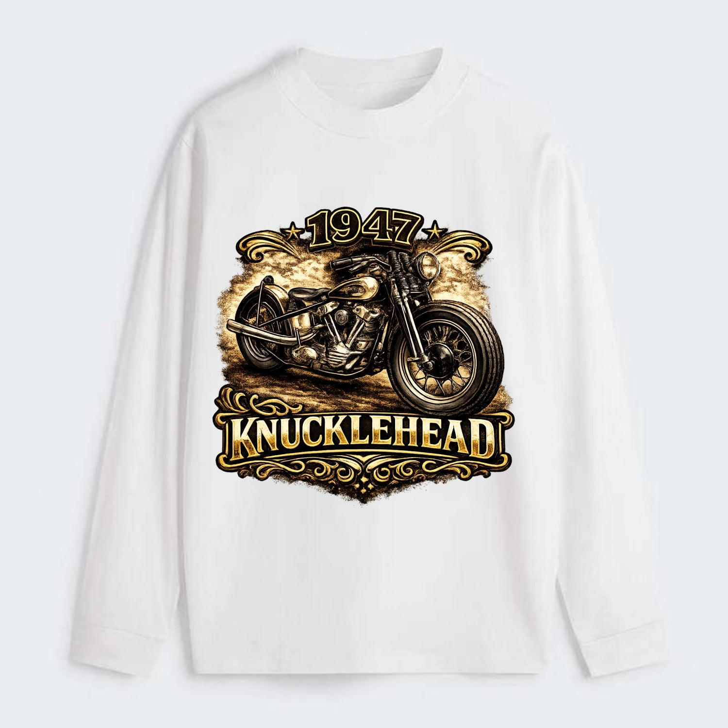 1947 Knucklehead Bobber - Classic Long Sleeve Shirt - White