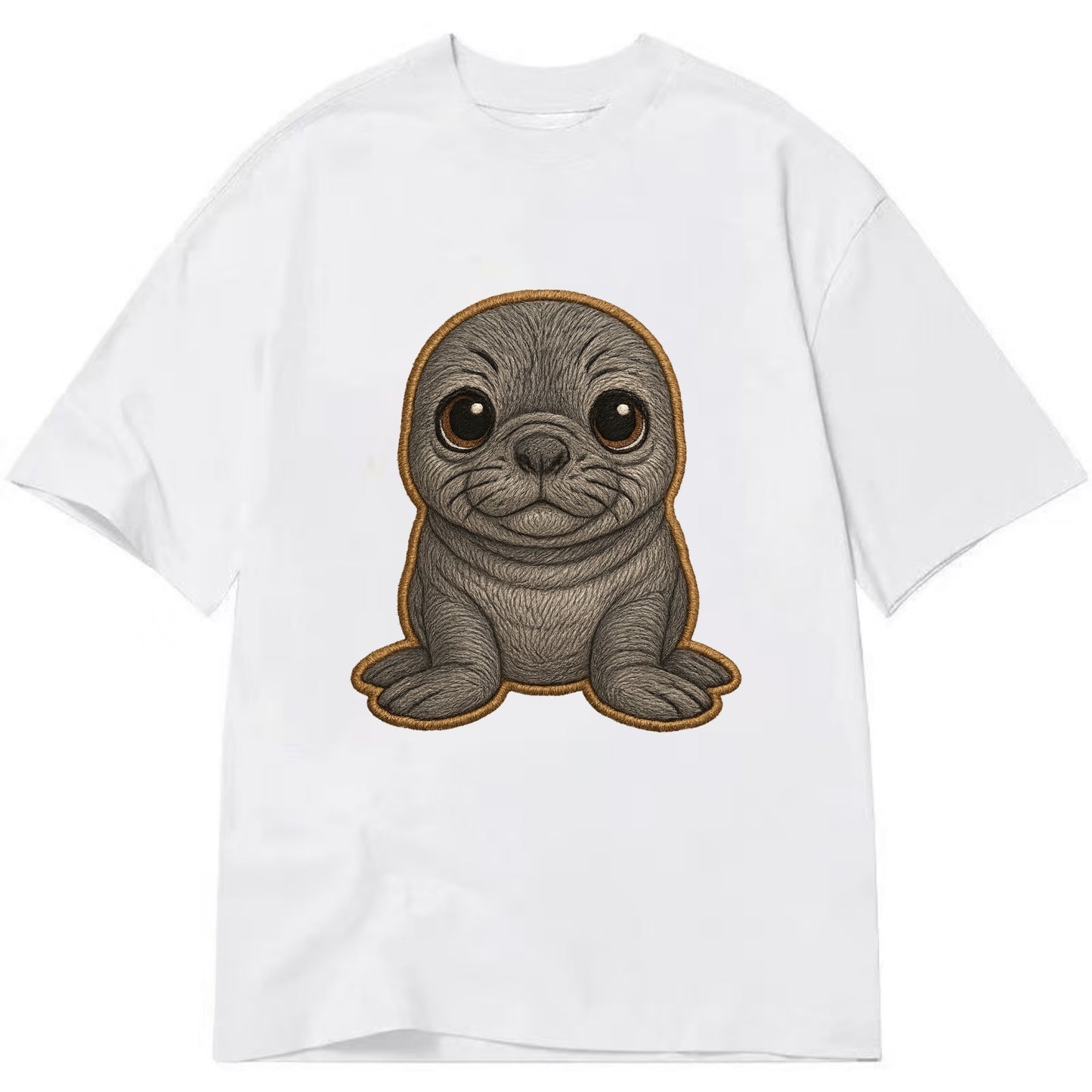 Baby Elephant Seal - gray wrinkly, tiny trunk nose, big dark eyes, front-facing, - Classic T-shirt - White