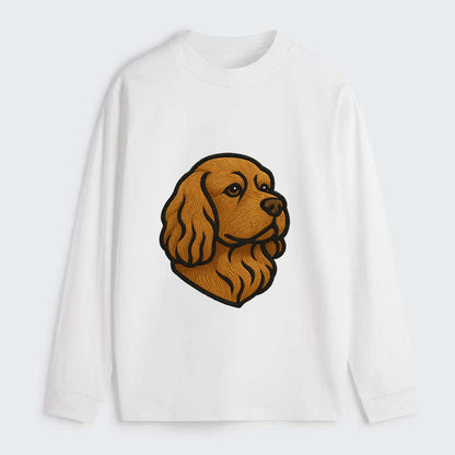 Sussex Spaniel - Golden liver embroidered low-set design - Classic Long Sleeve Shirt - White