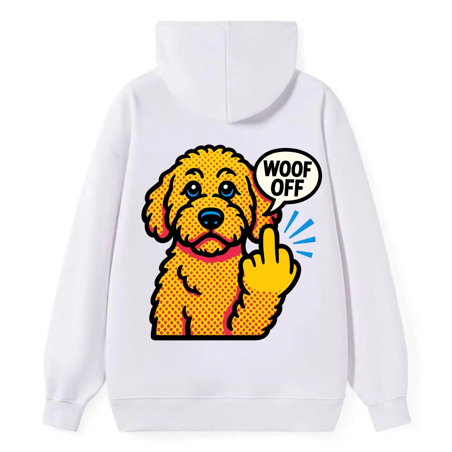 Goldendoodle with teddy bear face and curly golden coat, friendly paw - Classic Pullover Hoodie - White