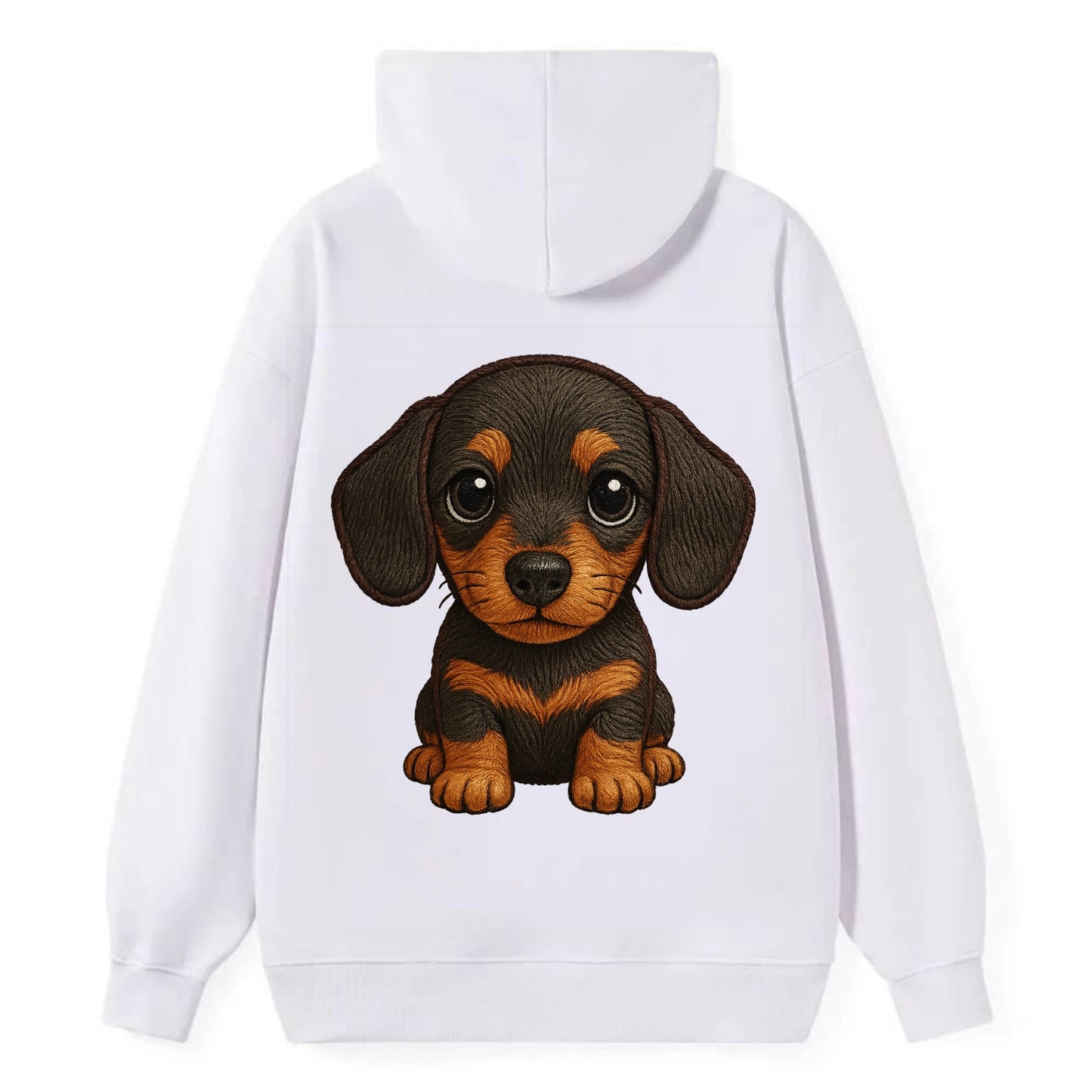 Baby Dachshund Puppy - long body, short legs, floppy ears, curious eyes, - Classic Pullover Hoodie - White