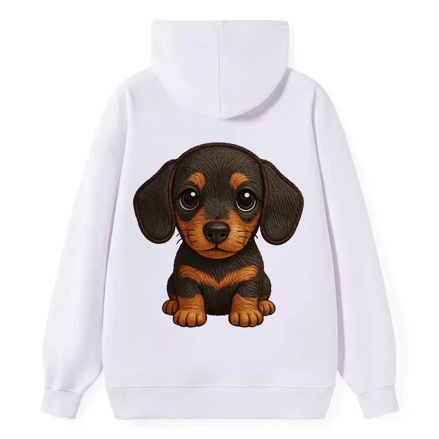 Baby Dachshund Puppy - long body, short legs, floppy ears, curious eyes, - Classic Pullover Hoodie - White