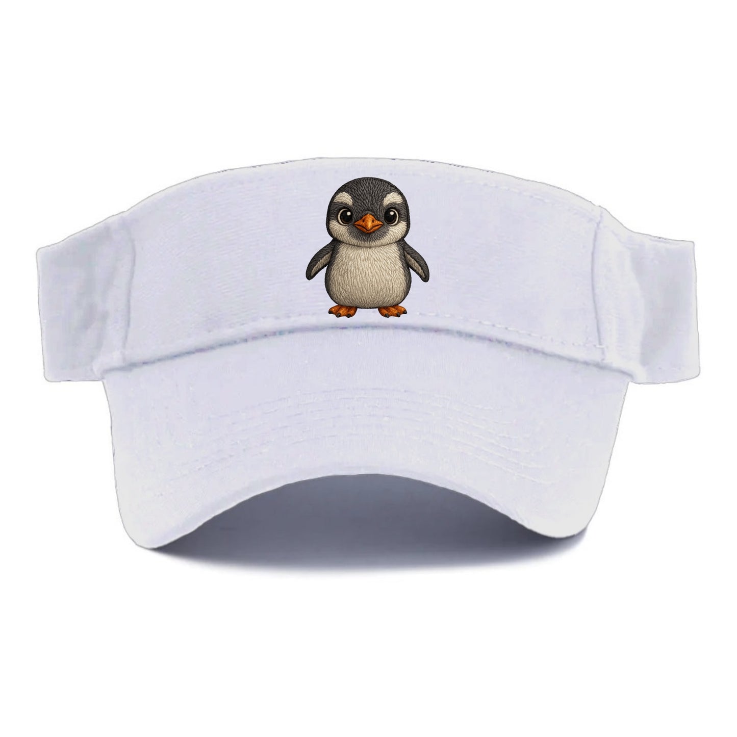 Baby Gentoo Penguin - orange beak, white cap, bright eyes, front-facing, energetic - Visor - White