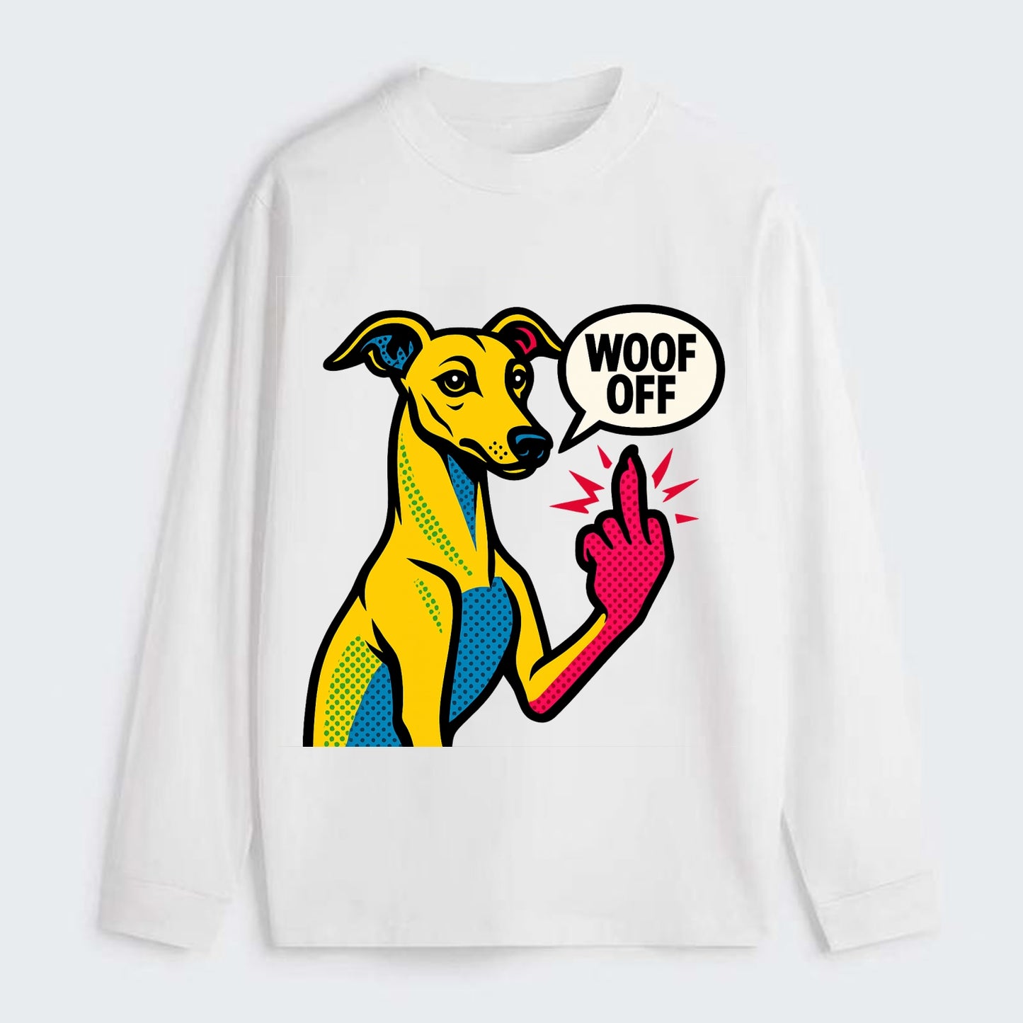 Whippet sleek athletic greyhound-like, elegant long paw giving sass - Classic Long Sleeve Shirt - White