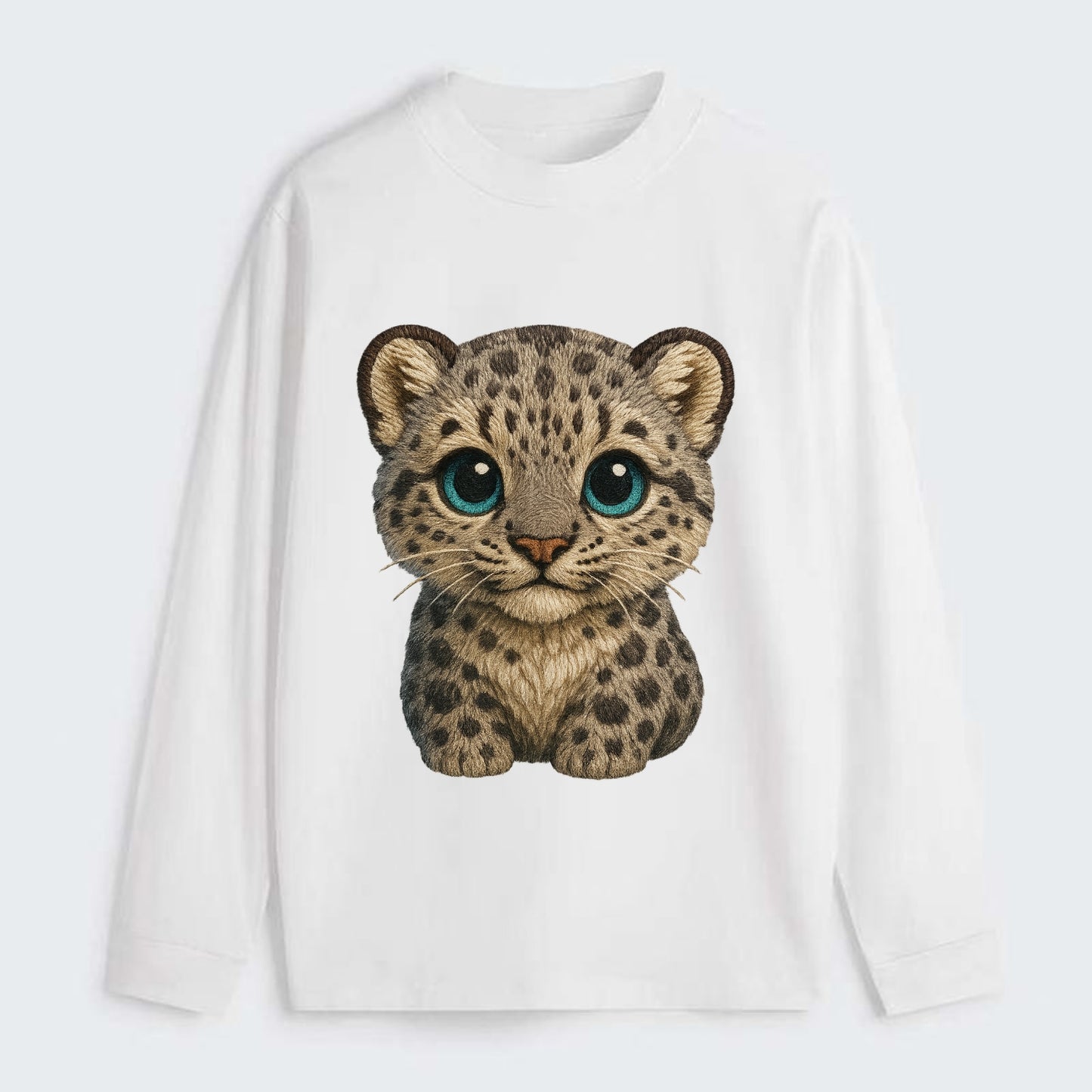 Baby Snow Leopard Cub - gray spotted, thick fur, blue-green eyes, - Classic Long Sleeve Shirt - White