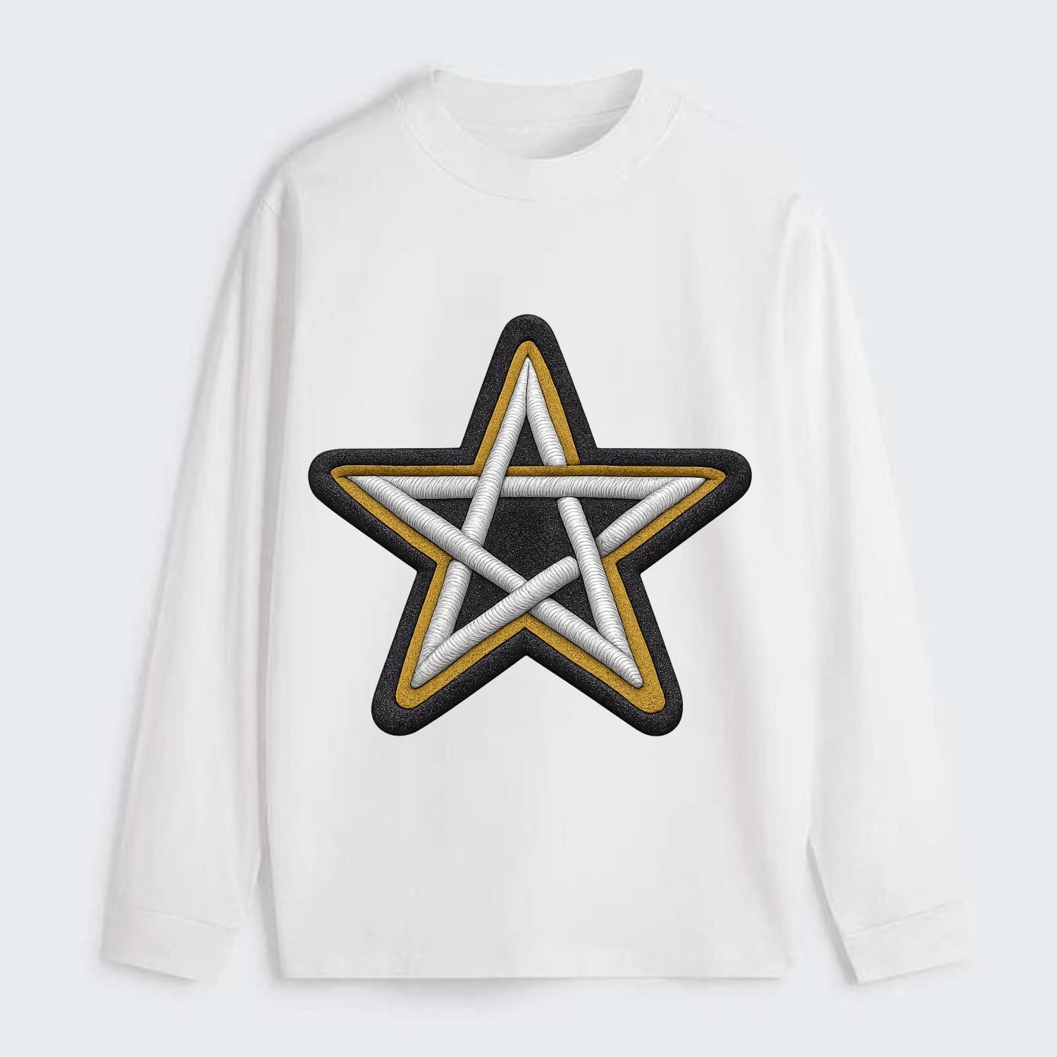 PENTAGRAM STAR - five point star in silver , protection - Classic Long Sleeve Shirt - White