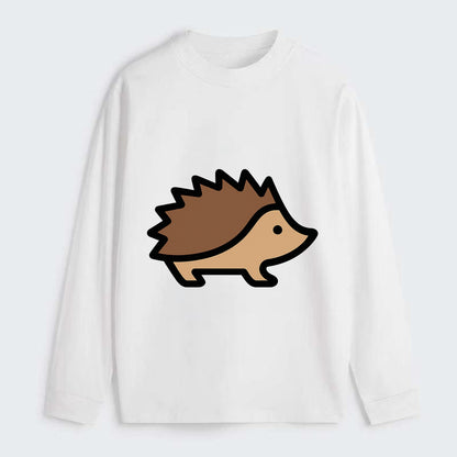 Hedgehog - Brown spiky back flat side profile - Classic Long Sleeve Shirt - White