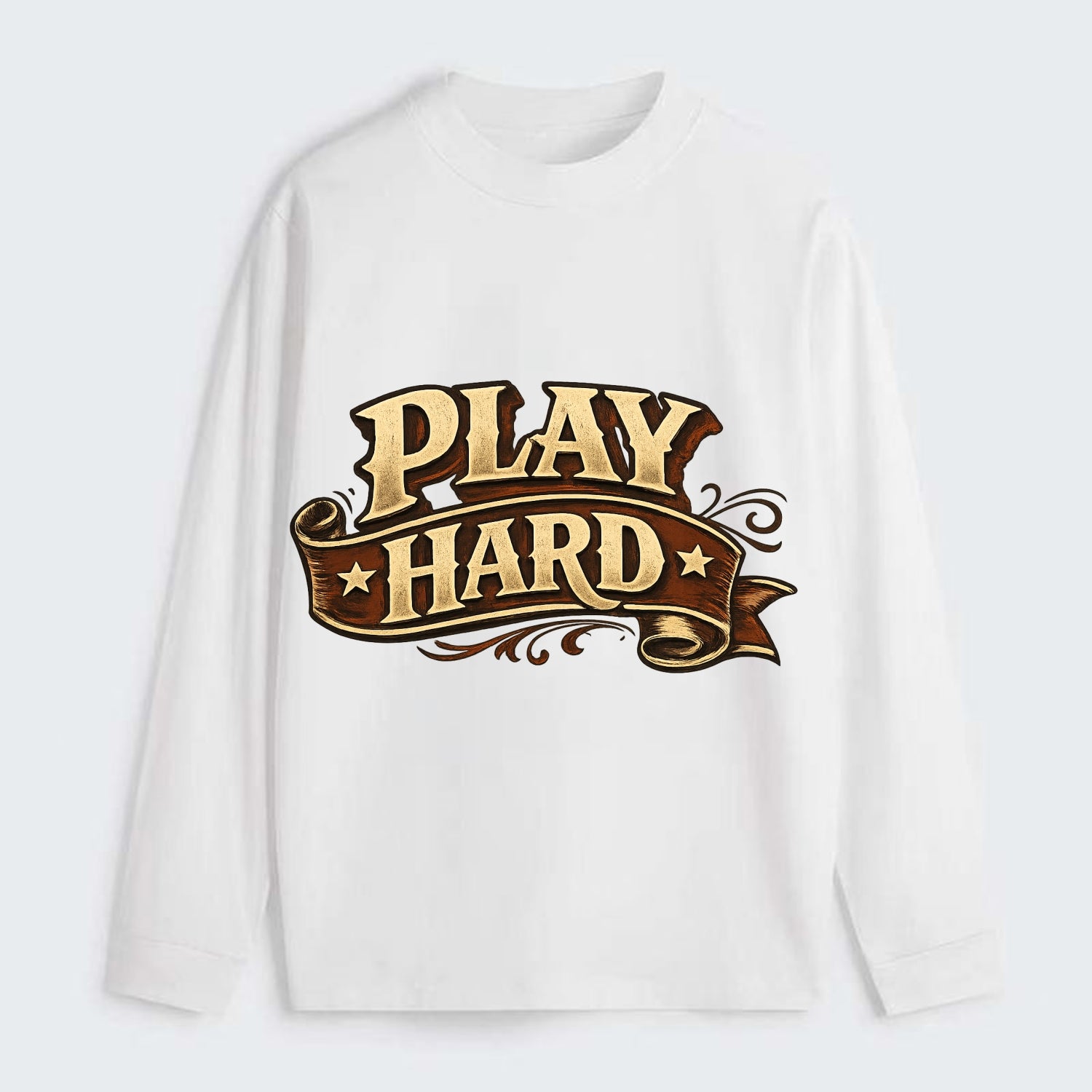 Bold typography design - "PLAY HARD" - giving your all, full effort - Classic Long Sleeve Shirt - White