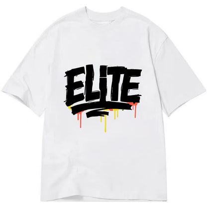 Bold typography design - "ELITE" - top tier, highest level - Classic T-shirt - White